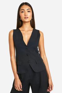 Длинный жилет строгого кроя boohoo, черный