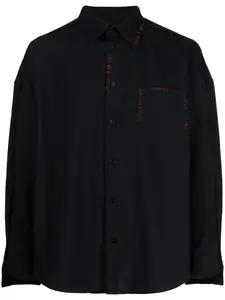 Шерстяная рубашка с вышитым логотипом Marni, синий