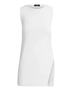 Вязаный свитер без рукавов в рубчик Ralph Lauren, белый