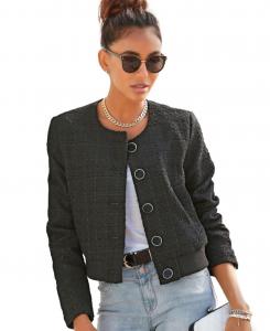 Женский твидовый жакет с круглым вырезом LASCANA, Black