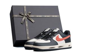 Nike Кроссовки для скейтборда Air Force 1 с покрытием, амортизацией и устойчивостью к ударам, низкие, Unisex, черные красные