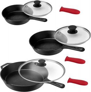 Набор чугунных сковород MegaChef Pre-Seasoned, 9 предметов