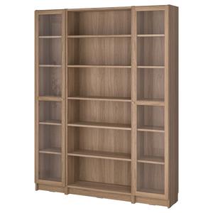 Книжный шкаф комбинация со стеклянными дверцами BILLY/OXBERG IKEA, 160x202 см, цвет oak effect