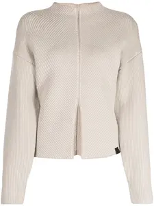 Полосатый топ с воротником-стойкой Izzue, бежевый