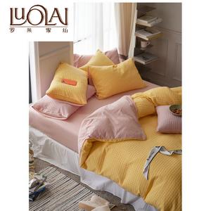 LUOLAI HOME Комплект постельного белья, 180x200 см, простыня, пододеяльник 200x230 см, вафельная ткань, 100% хлопок, стирка, цвет Dikou