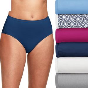 Женские трусы Hanes Ultimate из 6 комплектов дышащего хлопкового нижнего белья, разные принты 40H6CC, цвет Blue Boho Asst