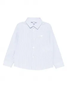 Полосатая рубашка с вышитым логотипом Emporio Armani Kids, синий