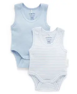 Боди для мальчиков из ребристой ткани, 2 шт Purebaby, синий