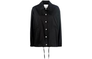 JIL SANDER Рубашка-куртка с принтом логотипа на шнурке, Black