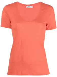 Льняная футболка с V-образным вырезом Closed, оранжевый
