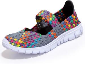 Женские эластичные плетеные туфли mary jane Baimiu, серый