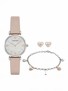 Женские аналоговые часы Emporio Armani с кожаным ремешком AR8039, цвет Pink