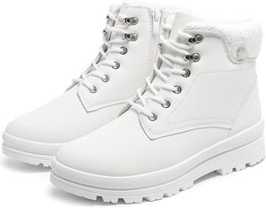 Женские водонепроницаемые зимние ботинки kuFeiti с меховой подкладкой, черные боевые ботинки на платформе с боковой молнией, противоскользящие снегоступы для активного отдыха и работы на улице