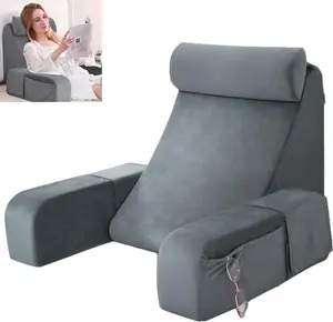 Подушка для спинки кровати 48 см, подушка для чтения для взрослых, идеально подходит для чтения, просмотра телевизора и отдыха, серая, 14"×15,7"×18,9" Slyrun