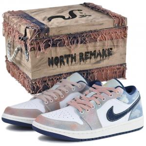 Jordan Баскетбольные кроссовки Air 1 Vintage, низкие, мужские, синие/розовые
