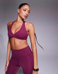 Мягкий на ощупь спортивный бюстгальтер с легкой поддержкой и поворотом спереди, цвет Mulberry 4505
