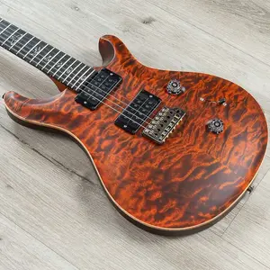 Гитара PRS Paul Reed Smith Wood Library Custom 24, клен с фигурной текстурой, верх с эффектом «пэчворк», сатиновый оранжевый тигровый