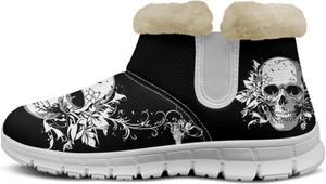 Ботинки Howilath с принтом черепа, белые пушистые, с противоскользящей подошвой, уличная обувь с защитой от скольжения для зимних путешествий и отдыха