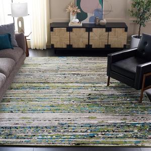 Ковер SAFAVIEH, 201 x 275 см, Porcello Collection, Cream & Green, современный дизайн, не линяет и прост в уходе, идеален для помещений с высокой проходимостью в гостиной, спальне (PRL6944L)