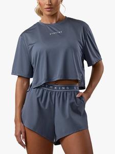 Женская укороченная футболка для фитнеса Gym King, Storm Blue