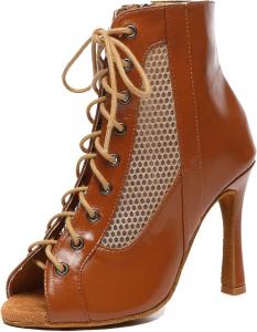 Женские удобные танцевальные туфли Minishion с открытым носком для свадьбы и вечера, ботильоны, L581 Bronze 10Cm Heel