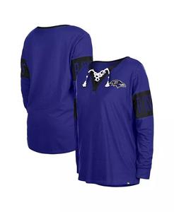 Женская черная футболка с длинным рукавом и шнуровкой Baltimore Ravens New Era, фиолетовый
