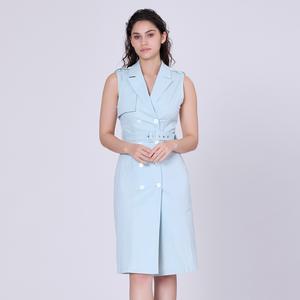 Двубортное платье без рукавов в стиле тренч Smart And Joy, голубой