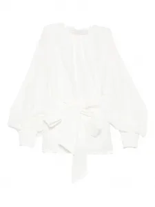 Блузка с завязкой на талии ZIMMERMANN, белый