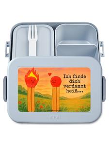 Mr. & Mrs. Panda Ланчбокс с рисунком в виде спичек и надписью пастельно-голубого цвета