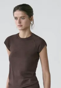 Базовая футболка с короткими рукавами реглан Massimo Dutti, Dark Brown