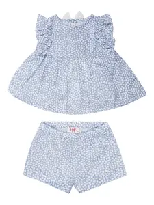 Комплект из топа и брюк с оборками Il Gufo, синий