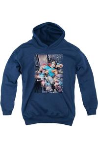 Толстовка с капюшоном "Superman Action Comics #1" для молодежи Gildan, темно-синий