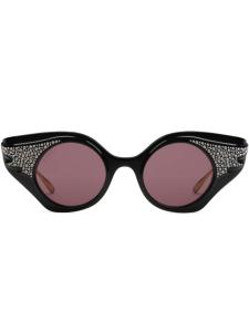 Gucci Eyewear солнцезащитные очки в оправе 'бабочка' с кристаллами, черный