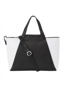 Сумка-шоппер Hirsch, кожа, 31,5 см, черного и белого цветов VLD VOi Leather Design