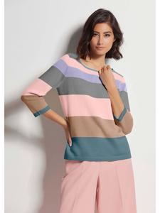 MADELEINE Современный полосатый свитер с вырезом-лодочкой нежно-розового цвета / разноцветный