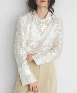 Блузка из жаккардовой ткани тюля Kbf, цвет Ivory