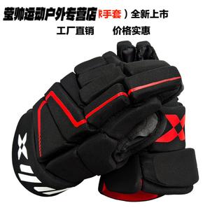 He Jiagong Детские хоккейные перчатки, роликовые перчатки для юниоров, хоккейные перчатки, дышащие и износостойкие, черно-красные, взрослый размер 14 дюймов, рост 175-185 см