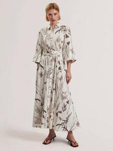 Роскошное льняное платье luwisa в цветочек Ted Baker, цвет White/Brown