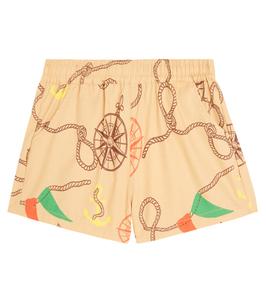 Шорты из хлопкового твила в морском стиле Mini Rodini, бежевый