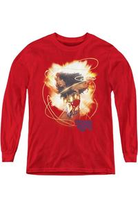 Футболка с длинным рукавом Wonder Woman 75th Burst Youth Gildan, красный