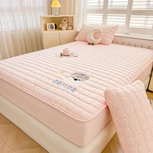 Yalu Простыня на резинке 180х200 см, хлопковая, стеганая, цвет Dingdanggou - Miji Powder