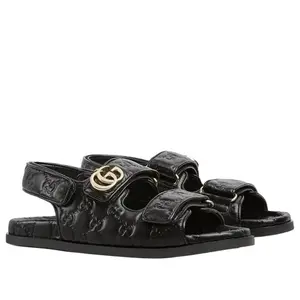 Сандалии double g leather Gucci, черный