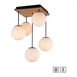 Моя потолочная лампа Deckenleuchte Erinette Akustikpaneele с стеклянными шарами E14 теплый белый, дерево, акустика, панели, стекло, потолочная лампа E14 My Home, Weiß matt