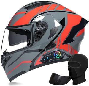 Шлем модуляр YQUDGHJK Moto Cascos с микрофоном, оранжевый / серый