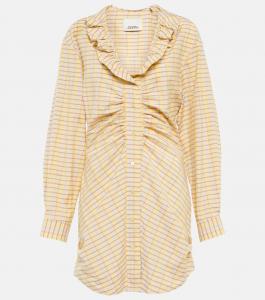 Мини-платье из хлопка и шелка в коралловую клетку Isabel Marant, Light Yellow