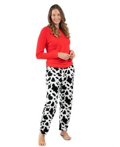 Женская хлопковая пижама из топа и флисовых брюк для отдыха Leveret, Cow