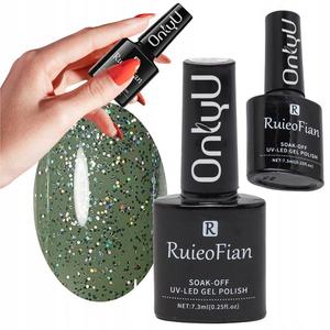 ОЛИВКОВО-ЗЕЛЕНЫЙ ГИБРИДНЫЙ ЛАК ДЛЯ НОГТЕЙ С БЛЕСТКАМИ УФ-ЛАК /L114 OnlyU