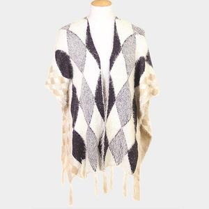 Ажурный пончо с кисточками TRUEDAMES, темно-синий