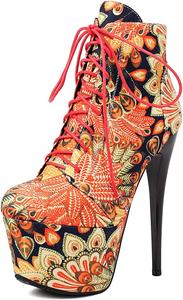 Женские ботильоны MRKEWUNEY с шнуровкой, на высоком каблуке-стилете и платформе, 33 Yellow