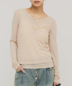 Многослойная футболка с воротником-стойкой Kbf, цвет Beige And Other Colors